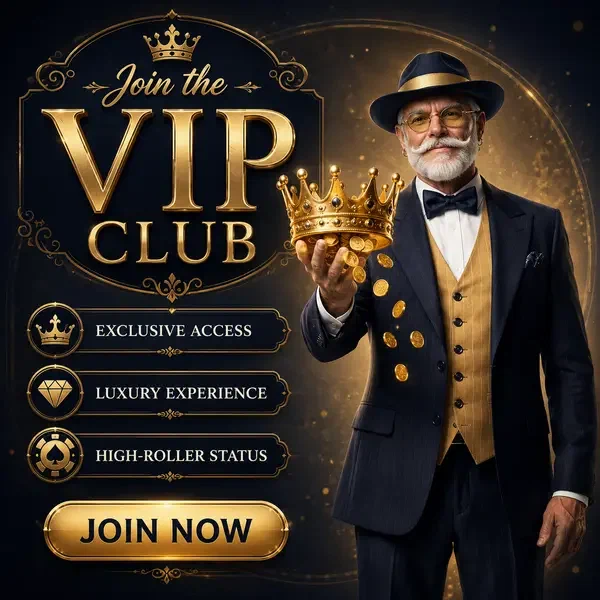 Gentleman distingué présentant une couronne dorée au club VIP du Billionaire Spin Casino