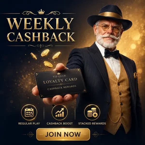 Gentleman distingué présentant une carte de cashback hebdomadaire au système de cashback hebdomadaire et de récompenses récurrentes pour machines à sous
